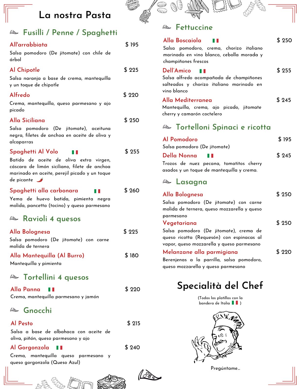 Menú Pizzería Al Volo