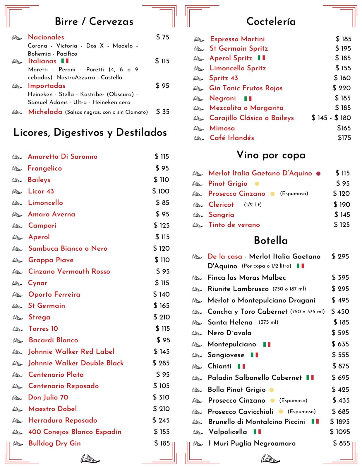 Menú Pizzería Al Volo